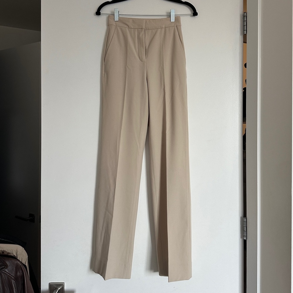 Aritzia Babaton Pleated Pant in Light Beige